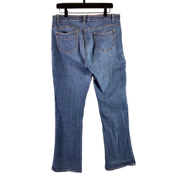 Adolfo Bootcut Jeans Womens Size 12 Boot Cut Mid Rise‎ Ramie Spandex Blue Denim - Picture 2 of 10